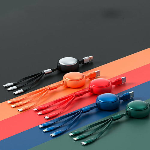 三合一伸縮充電線 | Lightning + Type-C + Micro USB 鋁合金耐用款