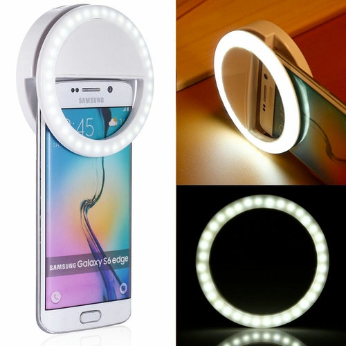 Portable Selfie LED Ring Light Clip-On | 3 Lighting Modes | Phone & Tablet