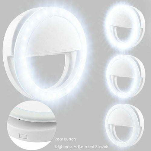 Portable Selfie LED Ring Light Clip-On | 3 Lighting Modes | Phone & Tablet