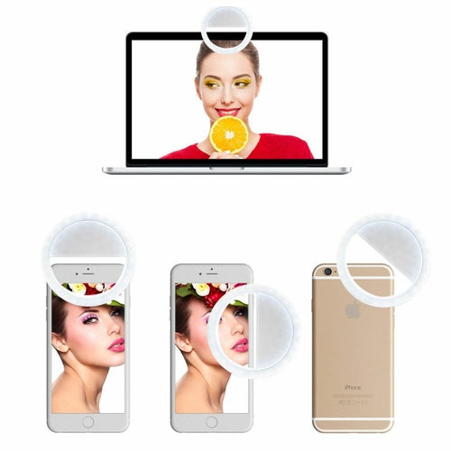 Portable Selfie LED Ring Light Clip-On | 3 Lighting Modes | Phone & Tablet