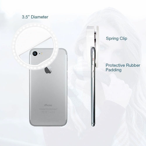 Portable Selfie LED Ring Light Clip-On | 3 Lighting Modes | Phone & Tablet