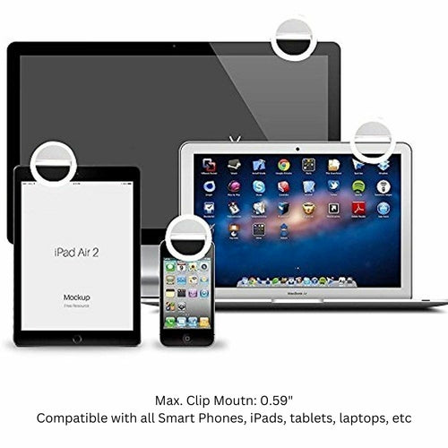 Portable Selfie LED Ring Light Clip-On | 3 Lighting Modes | Phone & Tablet