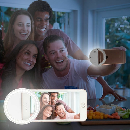 Portable Selfie LED Ring Light Clip-On | 3 Lighting Modes | Phone & Tablet