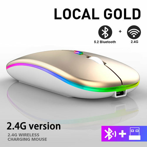 RGB 無線藍牙滑鼠 | 藍牙5.2 + 2.4G雙模 可充電靜音