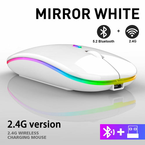 RGB 無線藍牙滑鼠 | 藍牙5.2 + 2.4G雙模 可充電靜音
