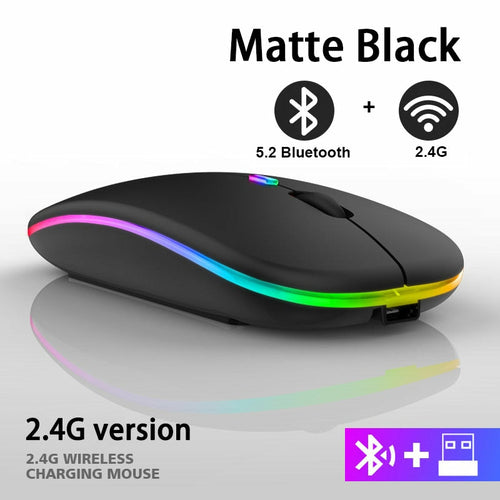 RGB 無線藍牙滑鼠 | 藍牙5.2 + 2.4G雙模 可充電靜音