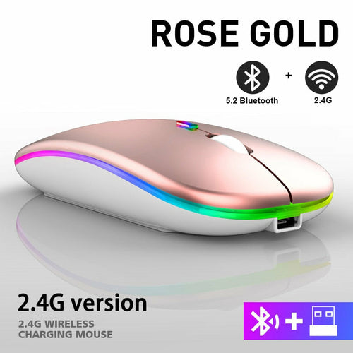 RGB 無線藍牙滑鼠 | 藍牙5.2 + 2.4G雙模 可充電靜音