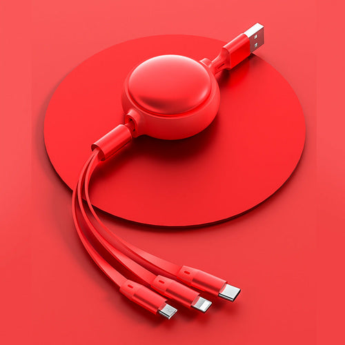 三合一伸縮充電線 | Lightning + Type-C + Micro USB 鋁合金耐用款