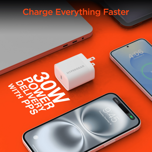 HyperGear 30W USB-C PD 快速充電器 | PPS智慧防熱保護 支援iPhone/Samsung/MacBook | Fast Wall Charger