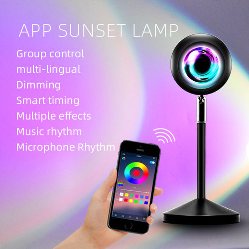 UFO 造型 APP 控制彩虹夕陽投影燈 | RGB 1600萬色 音樂同步 遠端遙控 | Sunset Projector Lamp
