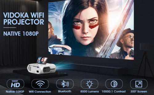 1080P Full HD 家庭劇院投影機 | WiFi 藍牙投影機｜8000流明 原生1080P 無線投影