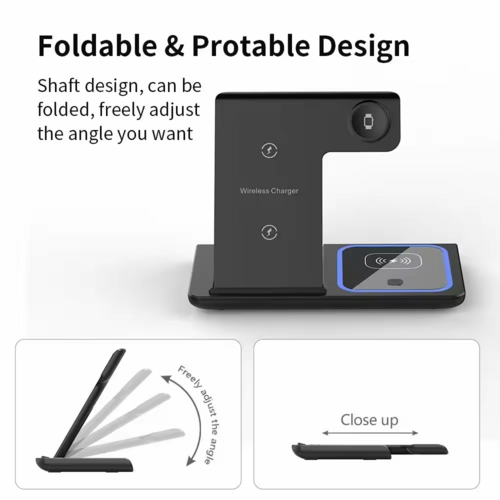 三合一折疊無線充電座 | 15W 快充 | 適用 iPhone / Android / 耳機 / 手錶 | Foldable 3-in-1 Wireless Charging Station