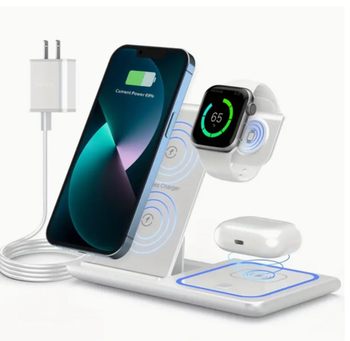 三合一折疊無線充電座 | 15W 快充 | 適用 iPhone / Android / 耳機 / 手錶 | Foldable 3-in-1 Wireless Charging Station