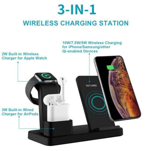 三合一無線充電座 | 適用 iPhone / Apple Watch / AirPods | 10W 快充 | 3-in-1 Wireless Charging Pad