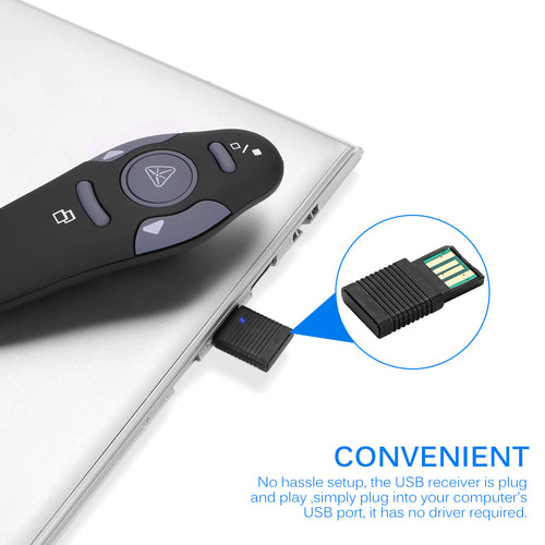 2.4GHz 無線簡報筆 紅外線雷射筆 | 免驅動 USB 接收器 10公尺遠距操控 | Wireless Presenter Laser Pointer
