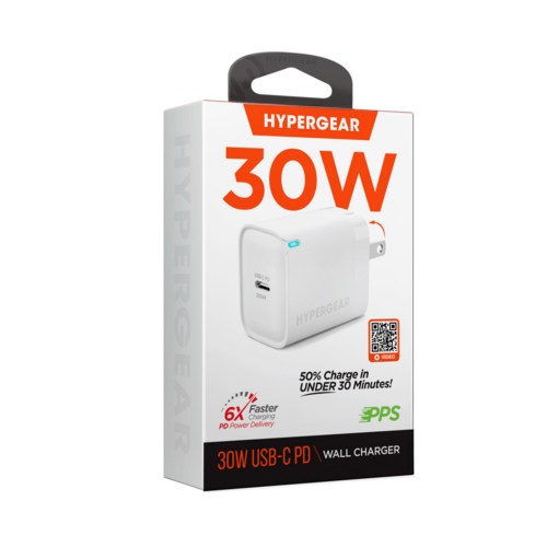 HyperGear 30W USB-C PD 快速充電器 | PPS智慧防熱保護 支援iPhone/Samsung/MacBook | Fast Wall Charger