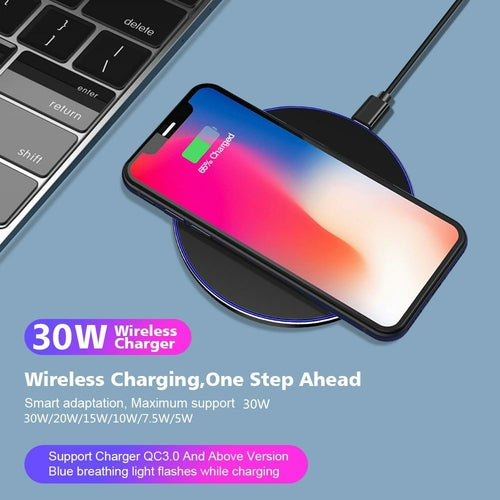 Dragon W9 30W 無線充電板 | 超薄 6.5mm iPhone 15 支援 USB-C | Wireless Charging Pad
