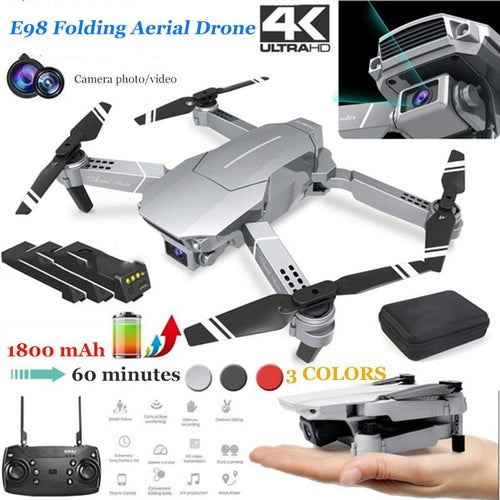 E98 折疊四軸空拍無人機 | 4K/1080P/720P 鏡頭可選 | WiFi FPV GPS | Foldable RC Drone